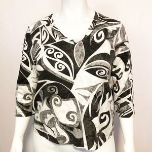 Chico's V-Neck Print 3/4 Sleeve Stretch Top